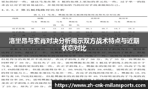 洛里昂与索肖对决分析揭示双方战术特点与近期状态对比
